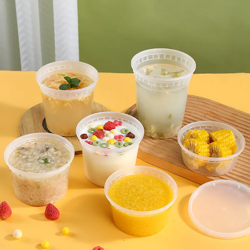 12oz পরিষ্কার বৃত্তাকার ডেলি প্লাস্টিক খাদ্য পাত্রে